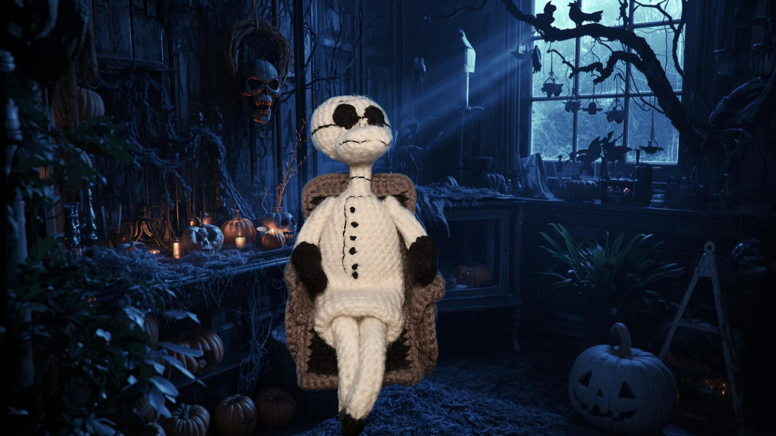 Halloween Town Crochet Diaries Day 5: Dr. Finkelstein, the Grimacing Genius
