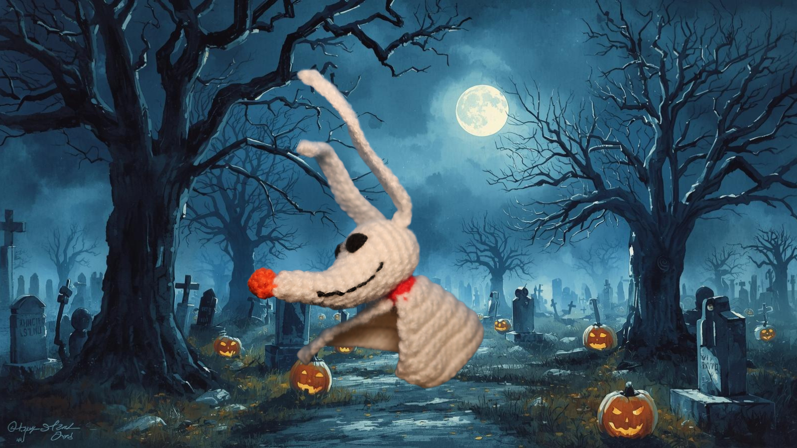 Halloween Town Crochet Diaries Day 7: Zero, the Loyal Ghost Pup